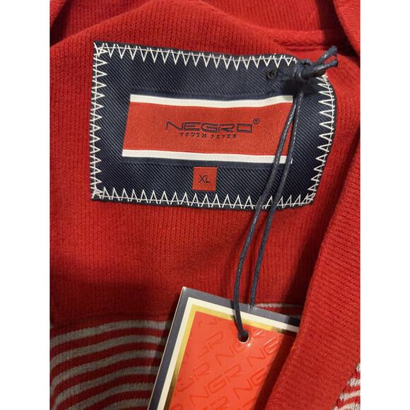 Vintage Y2K Cardigan Negro Youth Fever Men Elbows Patches Sweater Size XL NWT - Picture 7 of 9